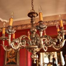 Chandelier refinished in silver and gold metal design